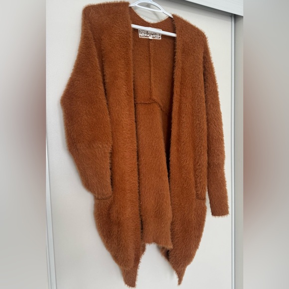 Pink Martini Fuzzy Open Front Cardigan | Rust Brown | Oversized Fit | M - Picture 2 of 6